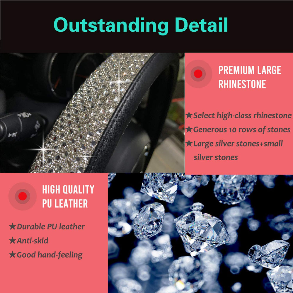 PINCTROT D-shaped bling cover flat-bottom design enhances fit on 14.5–15 inch wheels.