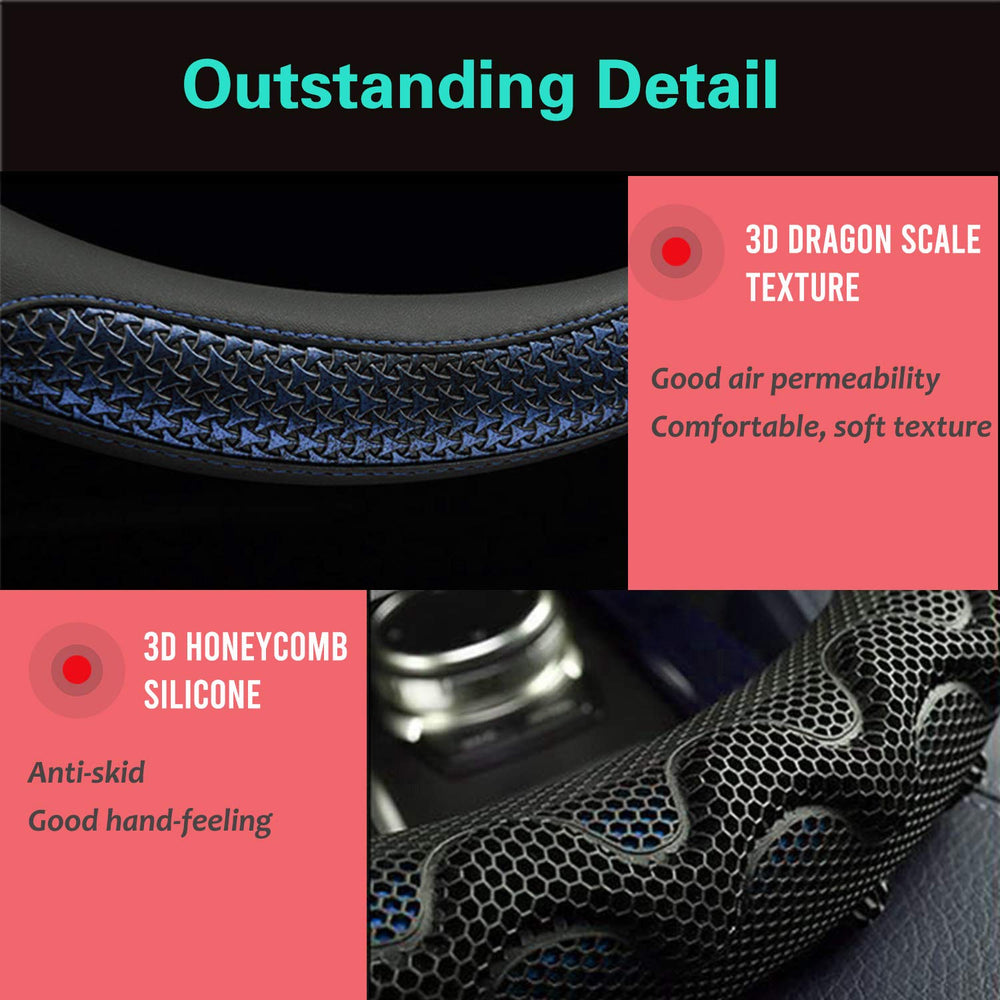 PINCTROT steering wheel cover shows a textured surface that boosts skid resistance.