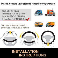Easy installation guide ensures snug fit on large steering wheels.