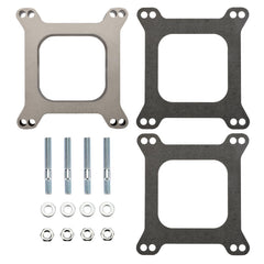 Pindex carb spacer kit shows mounting studs and nuts for secure mounting