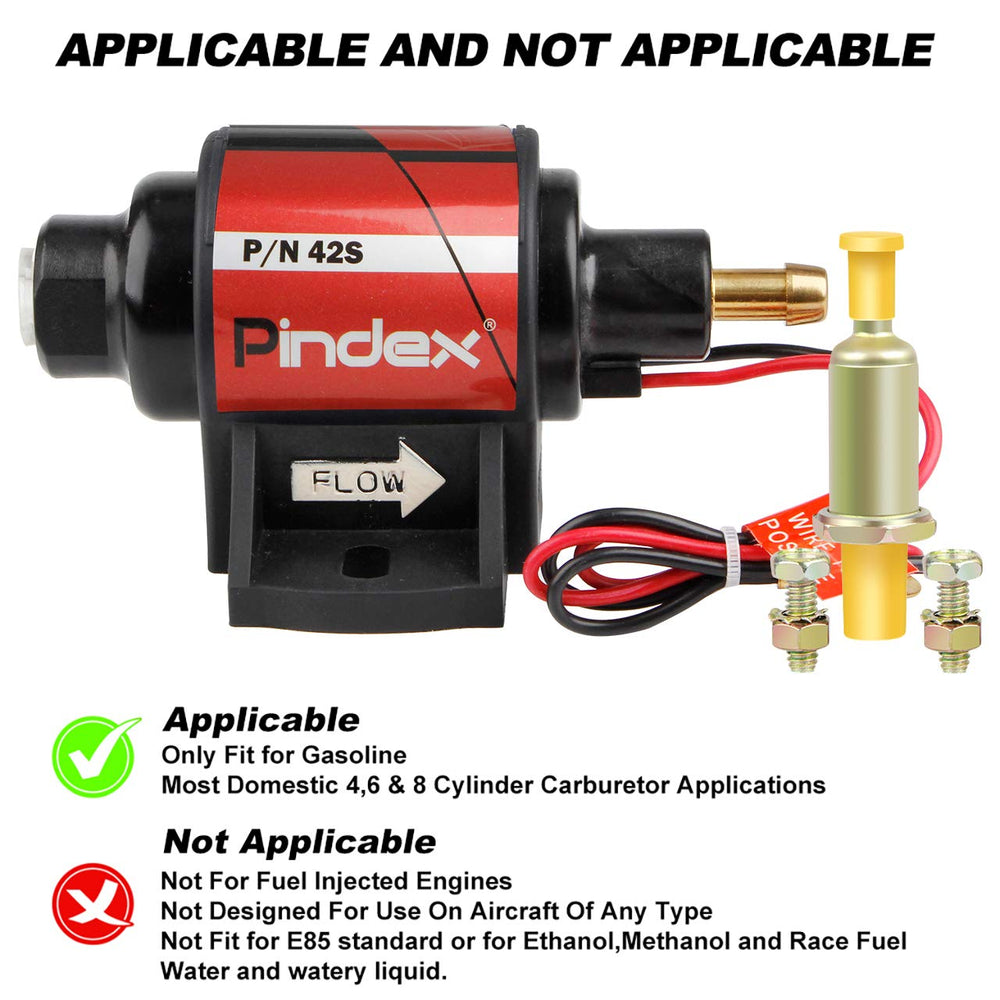 Pindex Universal 12V pump with filter reminder for safe operation.