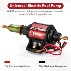 Pindex Universal 12V pump label close-up showing TS16949 certification.