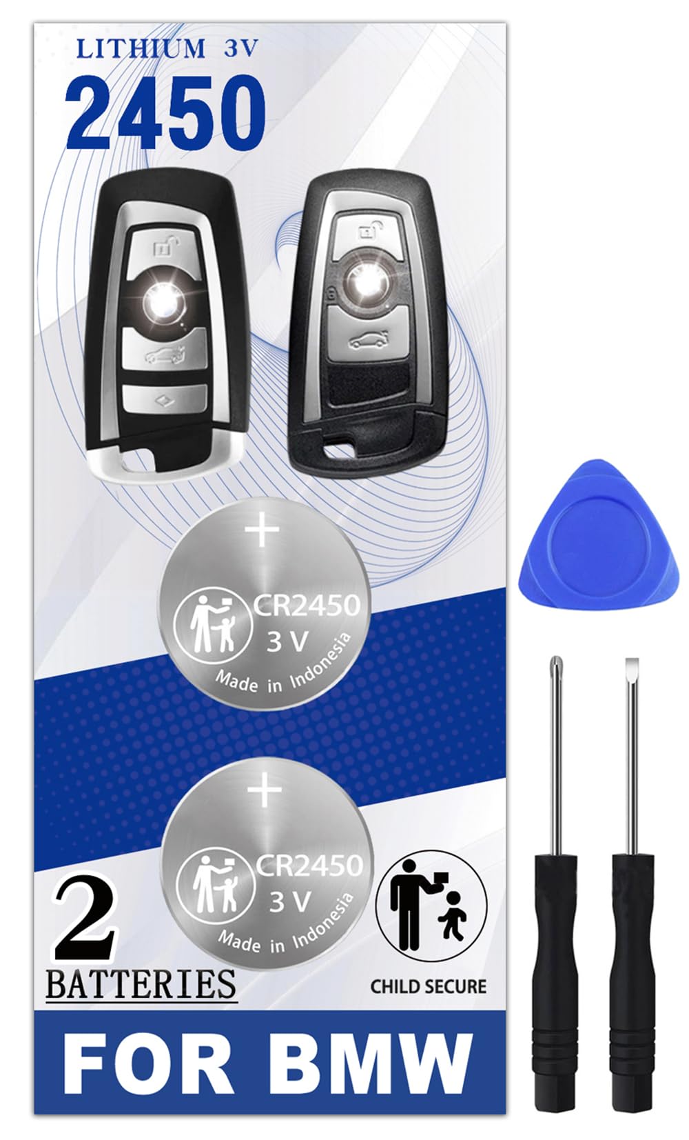 Pinochi BMW CR2450 battery pack for key fobs enhances reliable power