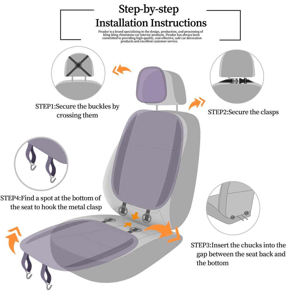 Pirador non-slip bottom keeps the front seat cover in place while driving.