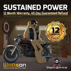 Pirate Battery YB16CL-B Cruiser and touring bike start, dependable power