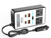 PiSFAU 200W inverter front view with dual outlets and display for quick access