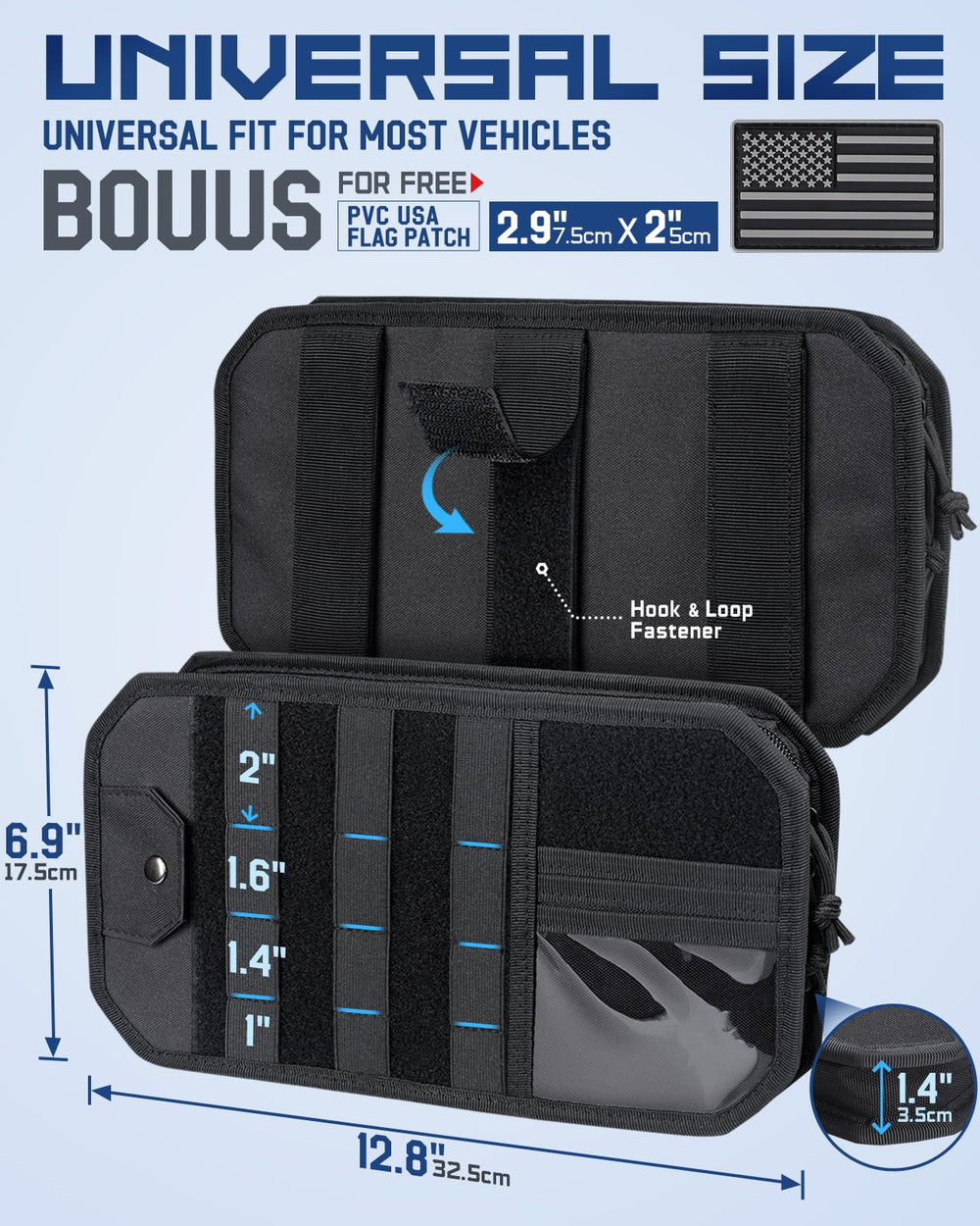Pitozer MOLLE panel inside shows zip pocket ideal for documents and small tools.