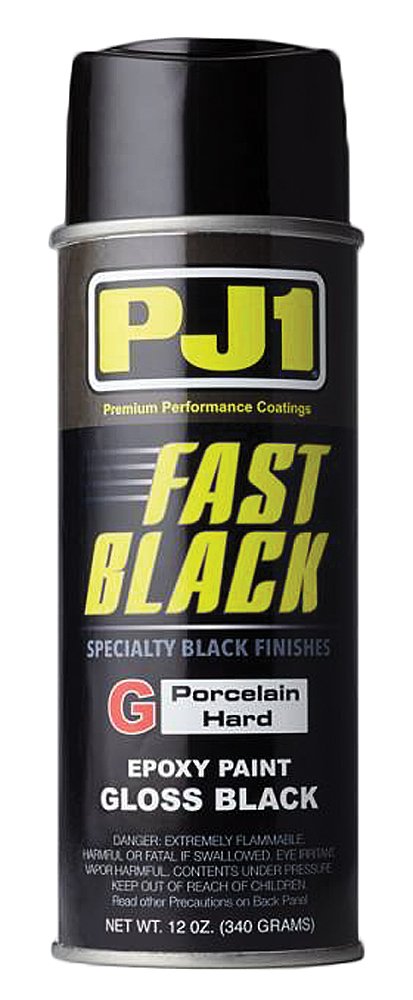PJ1 16-GLS gloss black epoxy spray paint can delivers a durable, rust-protective finish on metal