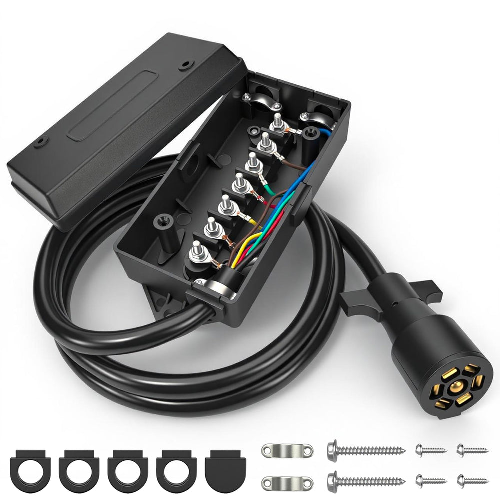 PKDOAX 7-pin trailer harness plug with copper blade for secure connections on the road.