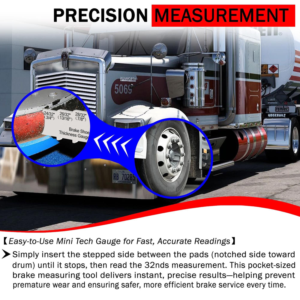PKPKAUT brake-pad-thickness tool shows quick reading for maintenance.