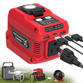 PlantPalGear 220W inverter connects Milwaukee 18V battery for portable power.