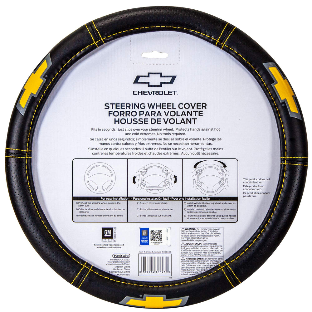Plasticolor deluxe high-contrast stitching wheel cover with embossed logos readable from all angles.