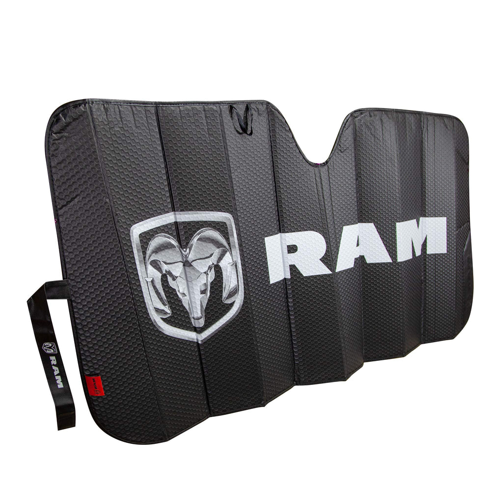Plasticolor Mopar licensed sunshade with RAM branding for authentic styling.