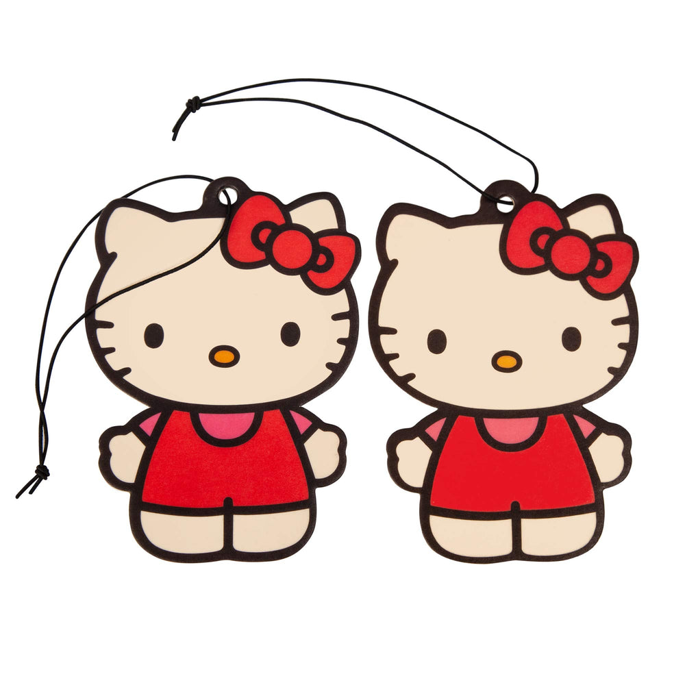 Plasticolor Hello Kitty air freshener hanging from rear-view mirror to refresh your ride