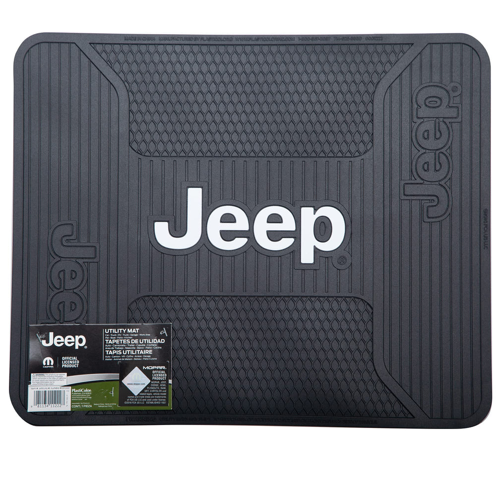 Plasticolor Jeep Elite rear seat mat texture highlighting wear-resistant surface.