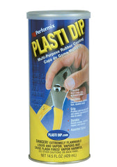 Plasti Dip Yellow dip can side view showing the product for automotive customization and protection