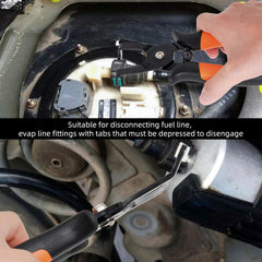PLATATO disconnect pliers with 85-degree offset jaws reach tight connectors with precision.