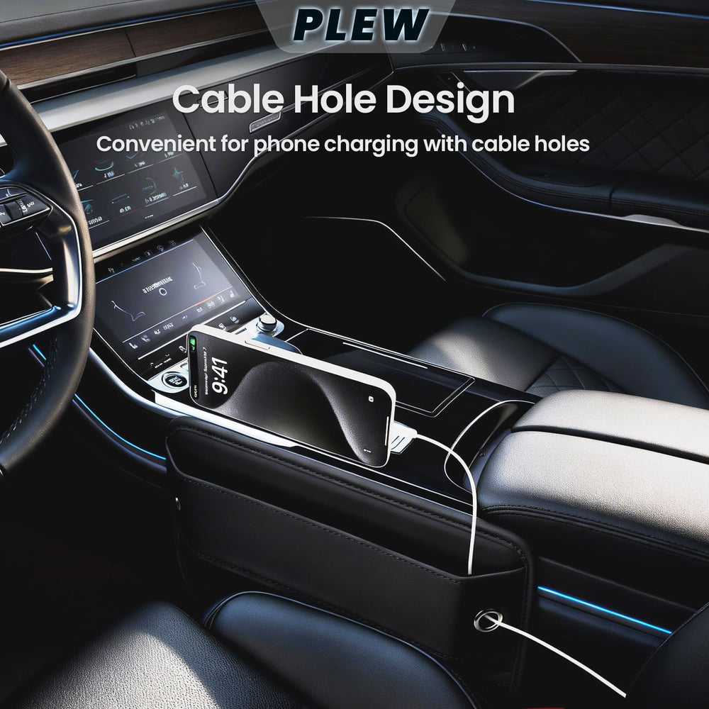 PLEW cable-hole design keeps charging cables organized and tangle-free.