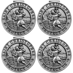 PloreWay St. Christopher car medal with durable metal finish for road protection.