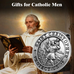 PloreWay car accessory with St. Christopher visor clip for safer driving reminders.