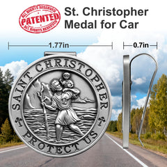 Close-up of PloreWay metal finish on St. Christopher medal emphasizing quality.