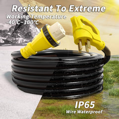 PlugSaf ergonomic grip 25ft cord with storage straps for convenient transport.