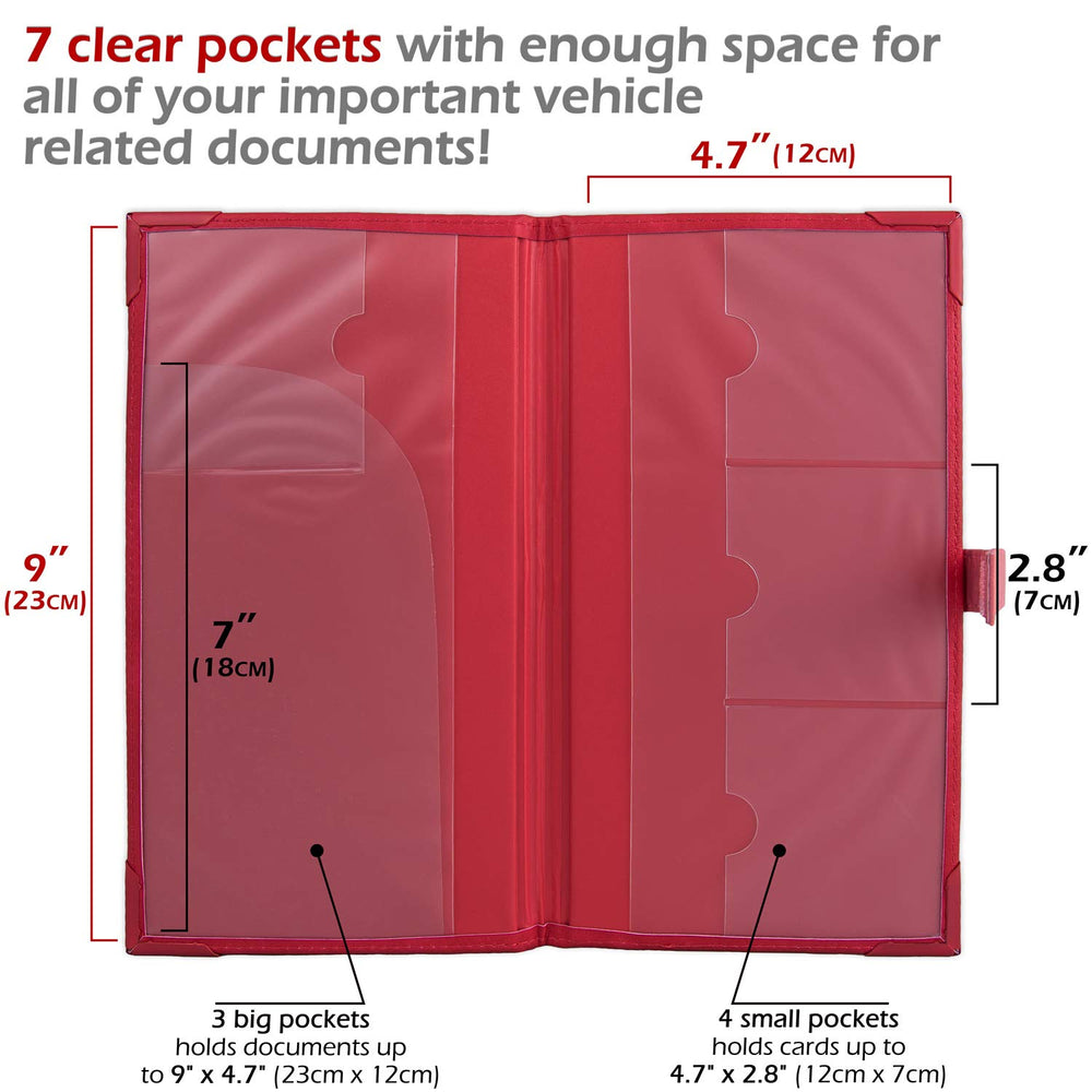 PlusXpres seven-pocket organizer stores registrations and cards for easy reach.