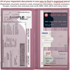 PlusXpres seven-pocket design stores insurance, registration, emergency info, and more.