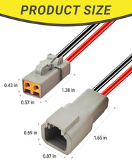 PLUXPAER 2-pin DTP female connector designed for quick secure connections.