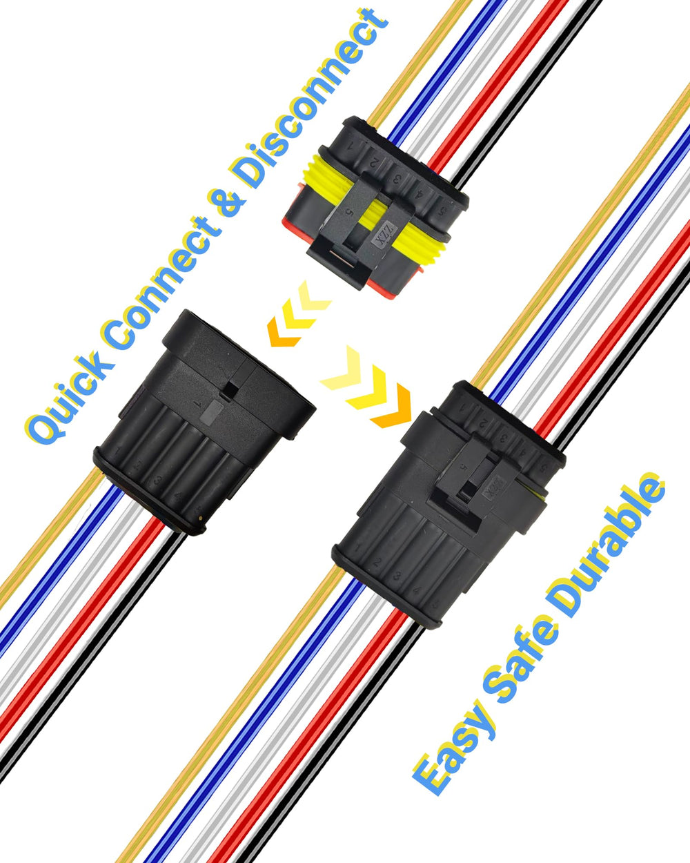 PLUXPAER 5-Wire Male Connector with 14 AWG leads for quick join