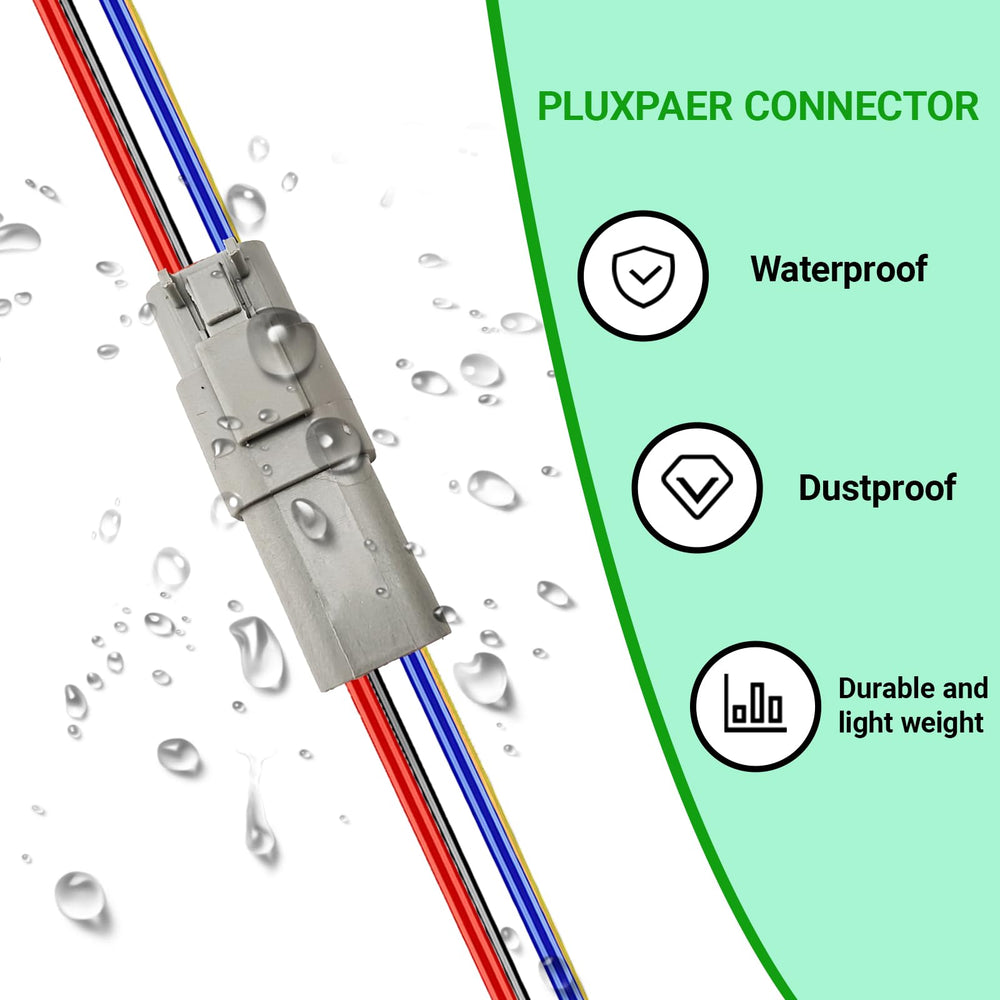Crimped and solder-friendly PLUXPAER DT connectors ready for secure setup