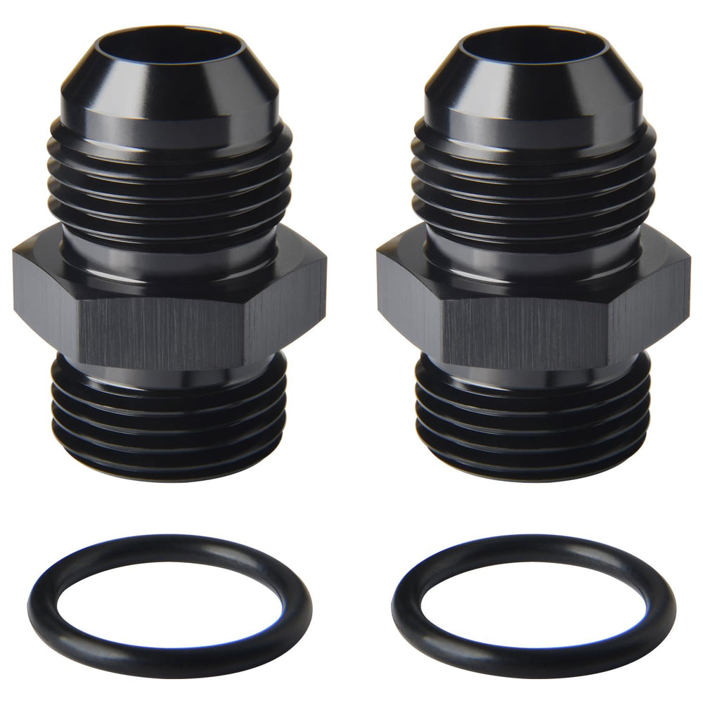 Podavelle 10AN flare to 10AN ORB O-ring rail adapter in black for precise fuel line connections.
