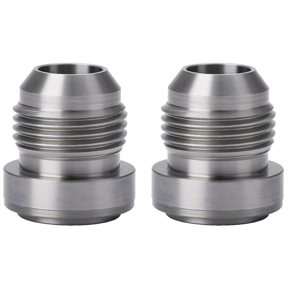 Podavelle 10AN weld bung mounting feature showing stepped end for easy installation.