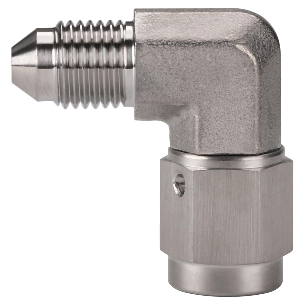 Podavelle 3AN 90-degree swivel brake fitting showing flexible routing in tight spaces.