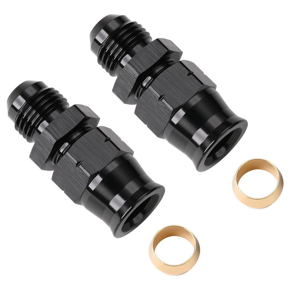 Podavelle 6AN male flare to 3/8 hardline adapter, straight, 2-pack for fuel and oil lines.