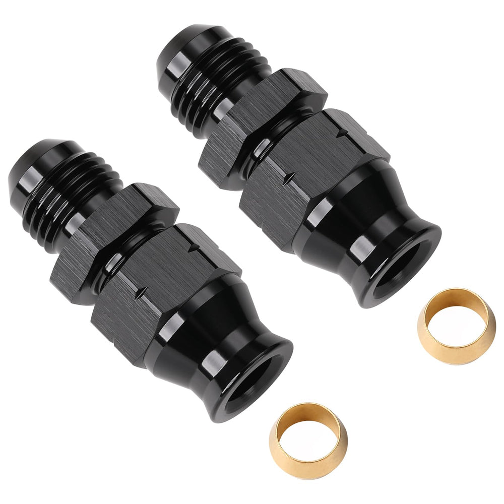 Podavelle 6AN male flare to 5/16 hardline adapter, straight view, easy fuel line connection