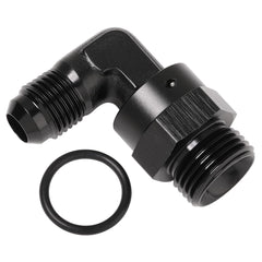 Podavelle 6AN to 8AN swivel fitting with 90 degree bend for tight engine spaces.