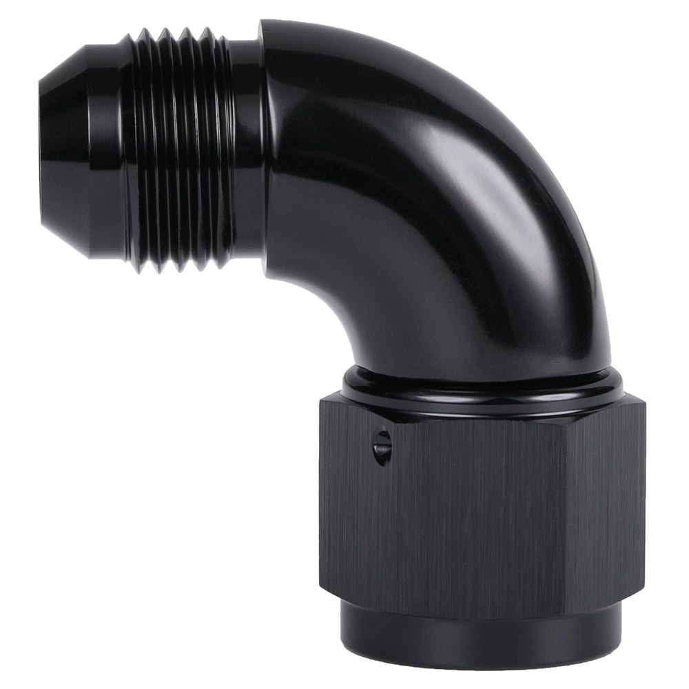 Podavelle 90-degree 10AN swivel adapter for compact routing in fuel and oil lines.