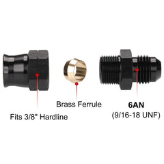 Podavelle aluminum 6061-T6 billet fittings with black anodized finish for durable vehicle lines.