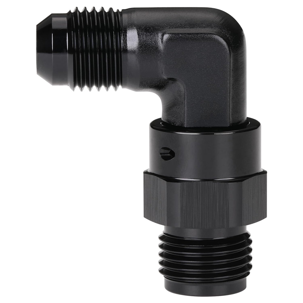 Podavelle aluminum 6AN to 5/8-18 flare adapter in black finishes a clean line
