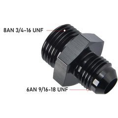Podavelle aluminum 6AN to 8AN ORB adapter in black for versatile automotive connections