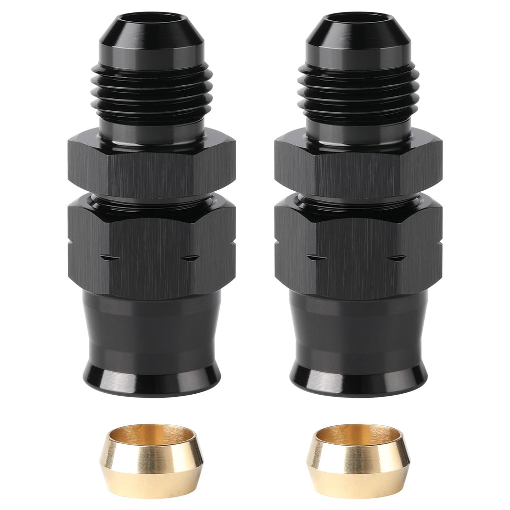 Podavelle compression-style AN adapter connection for easy hose-to-hardline setups.