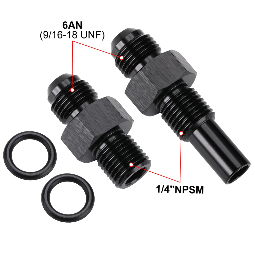 Podavelle rear 6AN fitting for 1/4 NPSM cooler line on a 4L80E transmission