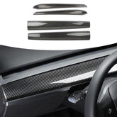 POIBWBUN dash wrap with ABS carbon fiber texture for Tesla Model 3/Y, durable interior upgrade.