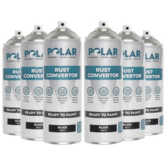 Polar Rust Converter Spray bottle applying matte black finish to rusted metal
