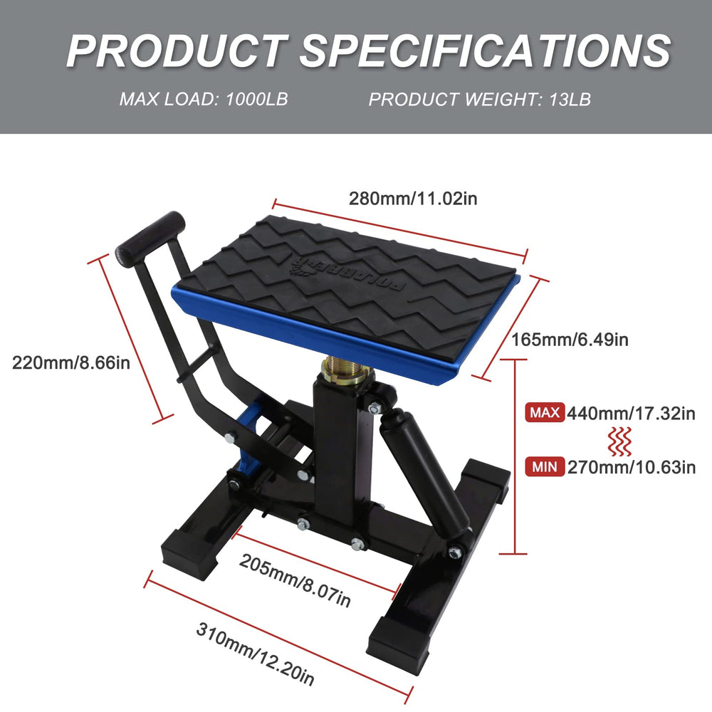 POLARBEAR dirt bike stand side profile highlighting compact design