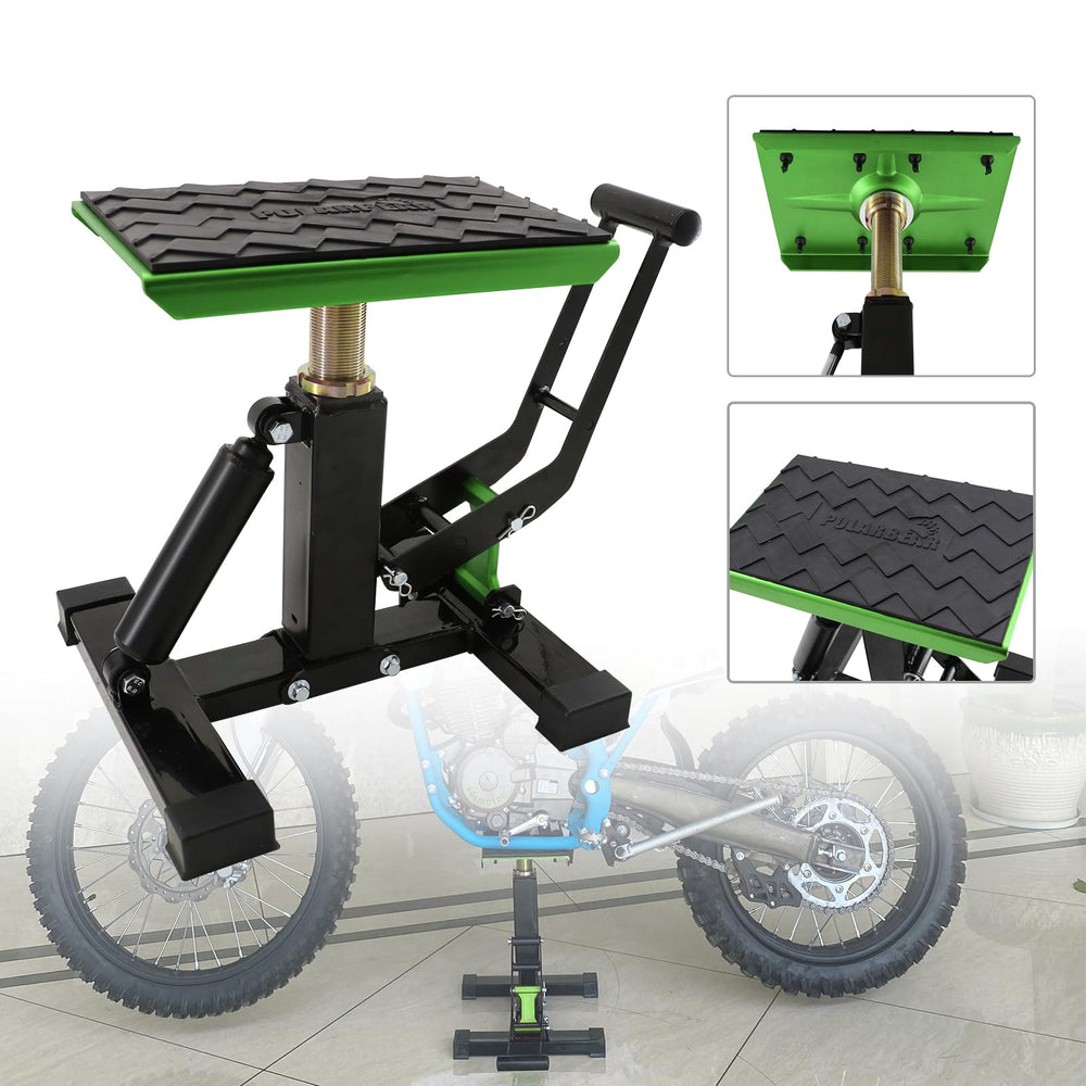 POLARBEAR stand height adjustment image showing the top plate range for diverse bikes.