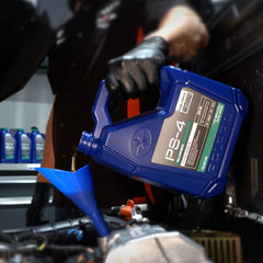 Polaris PS4 5W-50 label detail indicating broad temperature protection