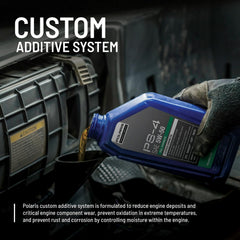 Polaris PS4 oil in-use in a rugged UTV engine under warm conditions