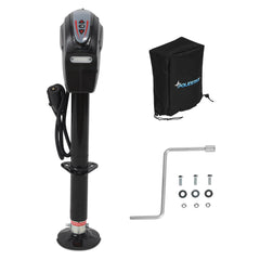 POLESTAR electric trailer jack with backlit panel illuminates the hitch for easier night-time connections.